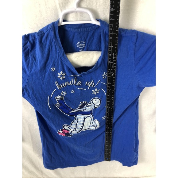 Disney Eeyore Pajama Set Youth Large 11/13 Blue Fleece Pants Bundle Up Shirt - Picture 8 of 10